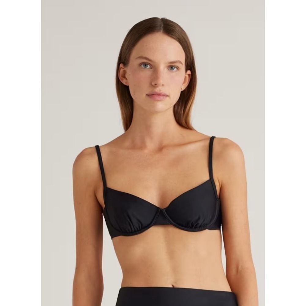 Quince Black Underwire Tie Back Bikini Swim Top Size Large‎ ATG001 New with tags